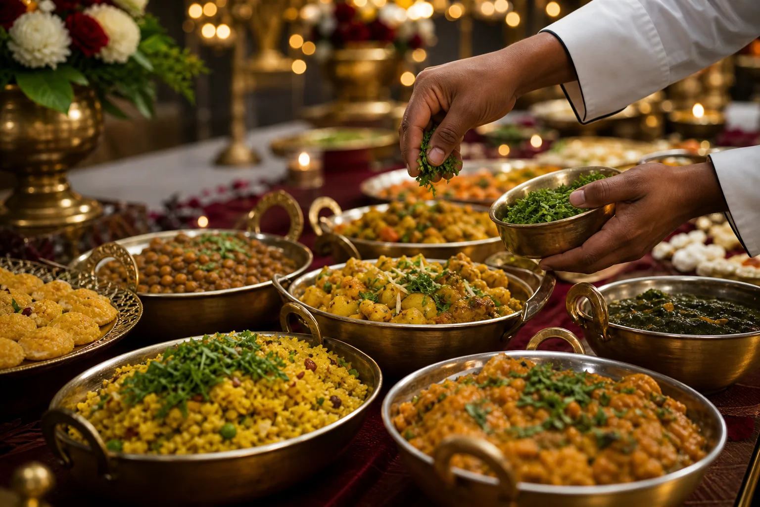 Gujarati and Punjabi vegetarian catering feast